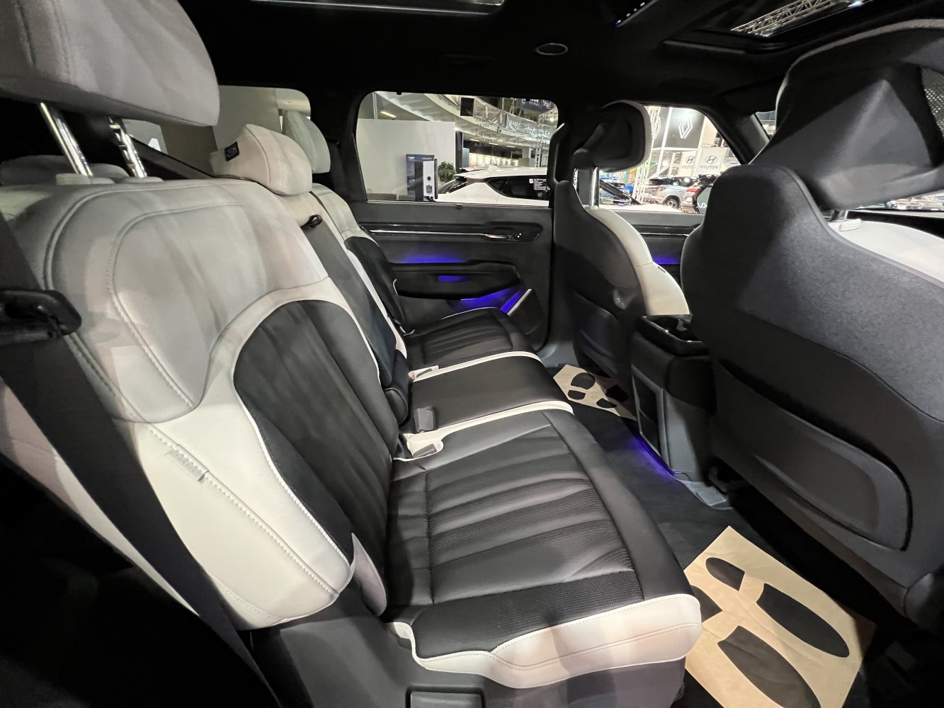 Rear seats with two-tone leather upholstery and ambient lighting