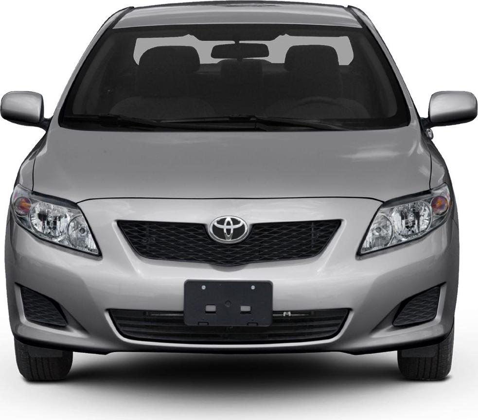 Front view showcasing grille, headlights, and side mirrors on sedan.