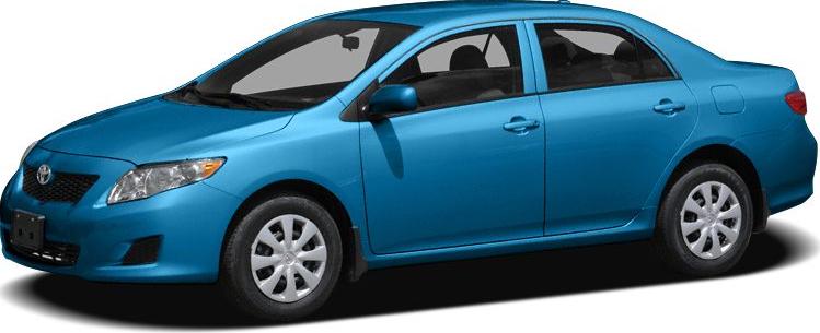 Blue four-door sedan side profile with aerodynamic shape