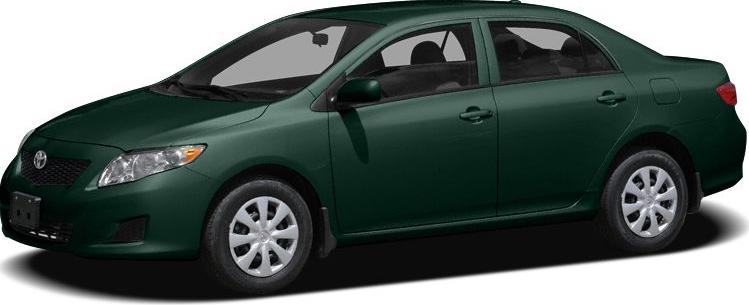 Side profile of a green sedan with standard wheels