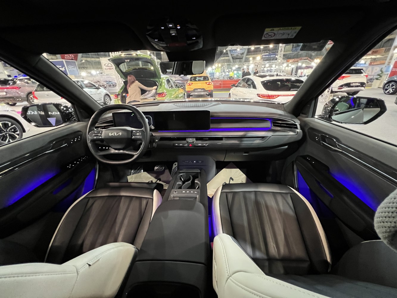 Modern digital dashboard and premium interior with ambient lighting