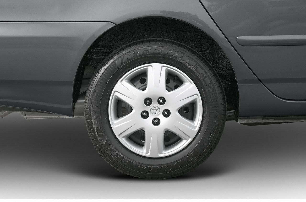 Alloy wheel with Toyota emblem and Goodyear Integrity tire