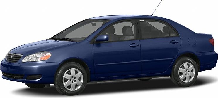 Side profile of a blue four-door compact sedan