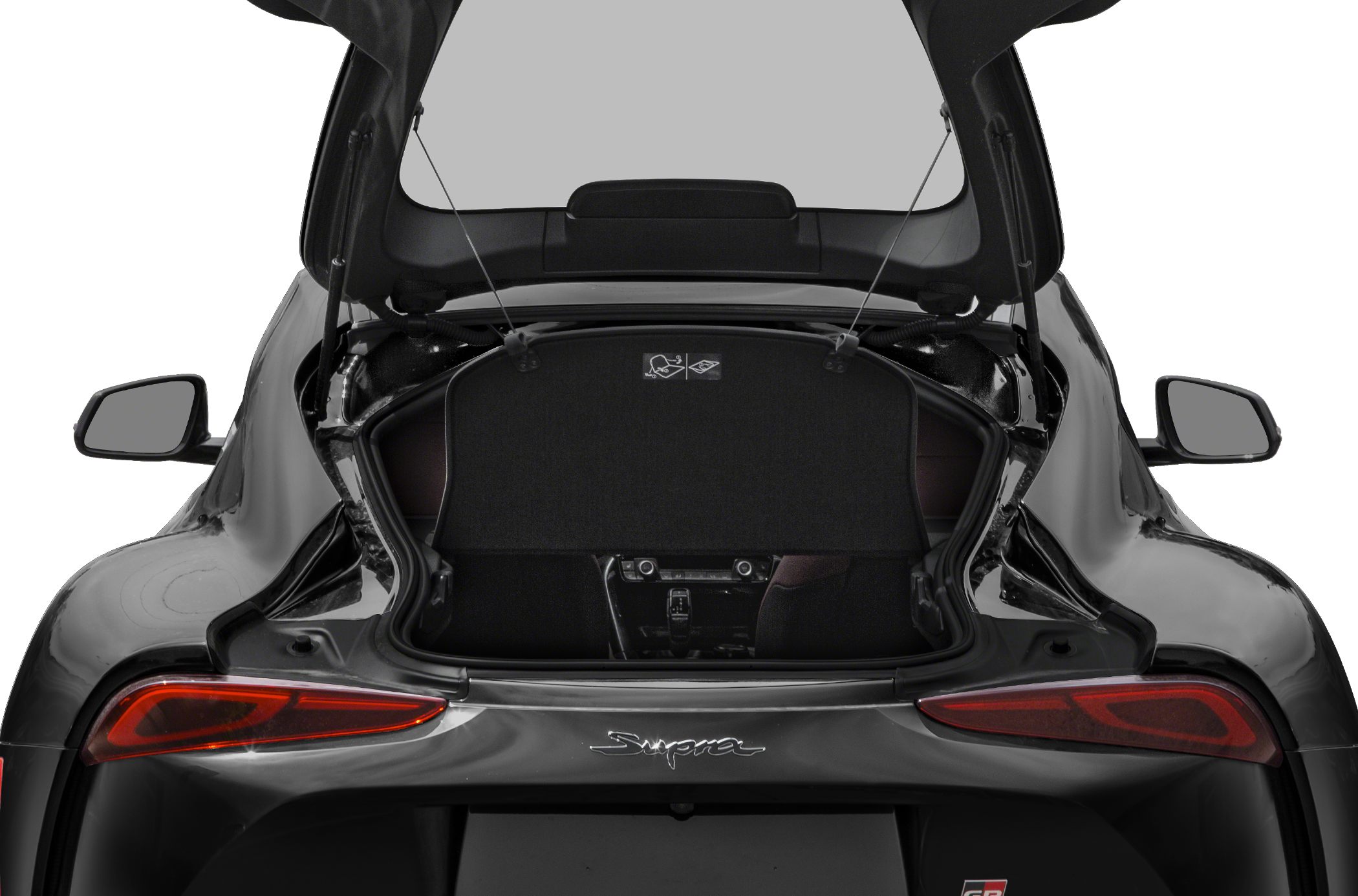 Rear view with open trunk and visible taillights