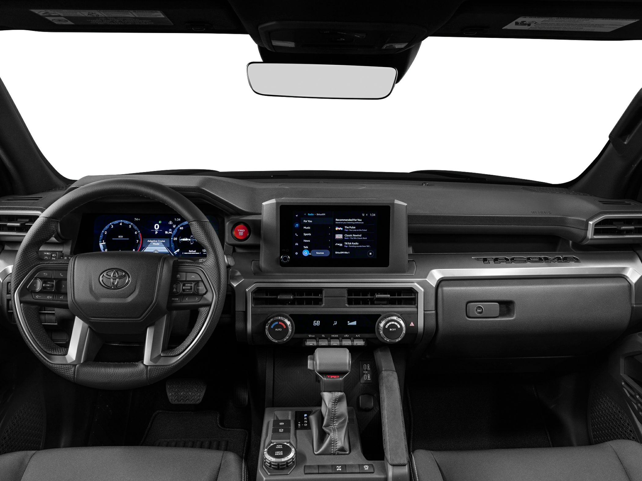 Modern pickup dashboard with touchscreen and digital instrument cluster