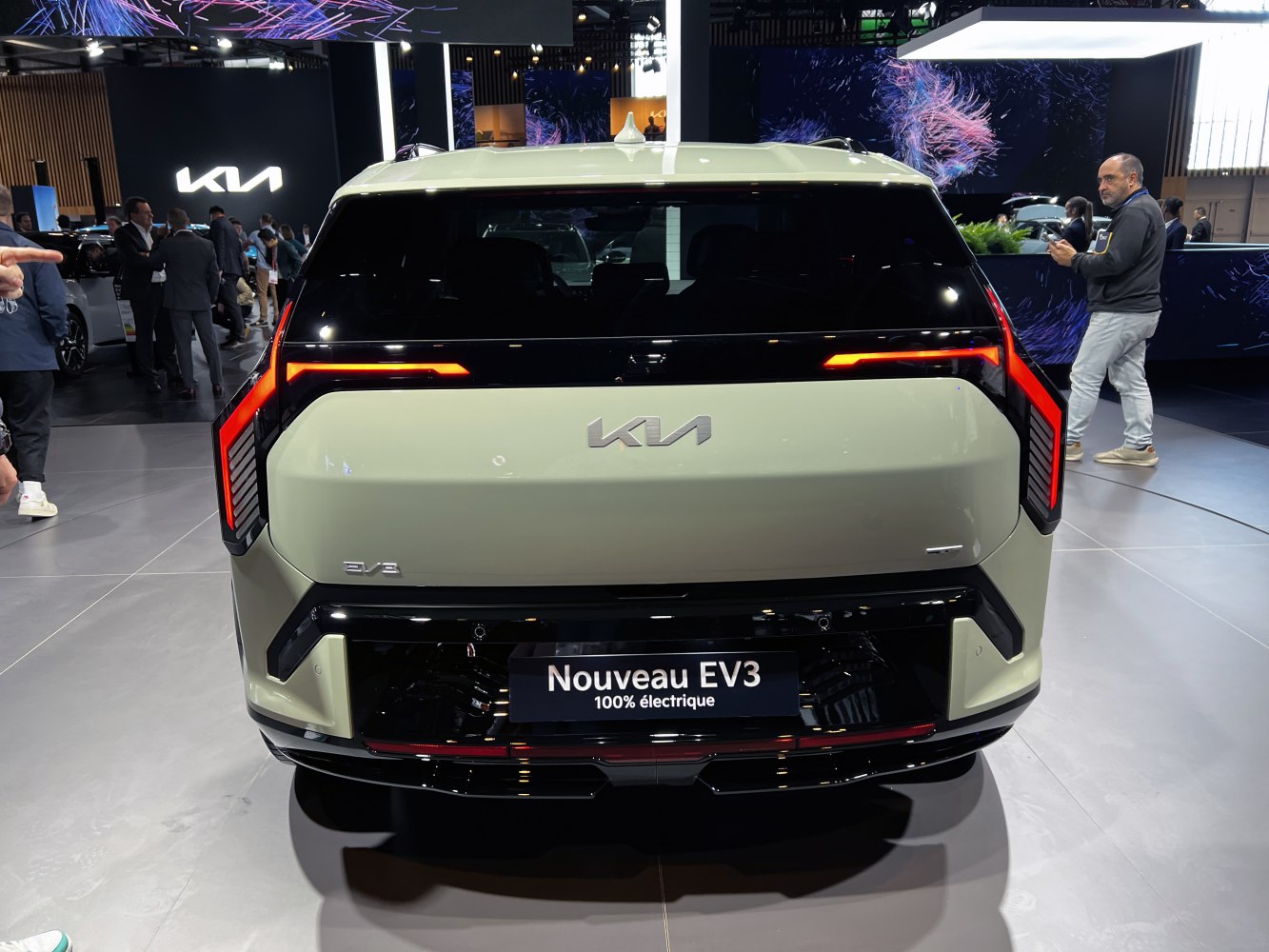 Rear view with distinctive LED taillights and electric vehicle styling.