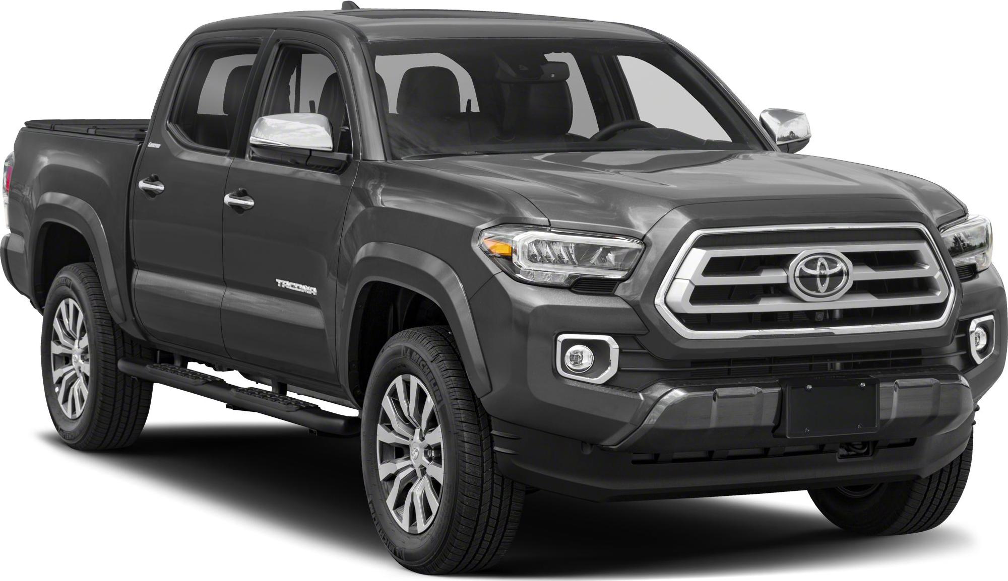 Front and side view of pickup truck with updated grille and headlights