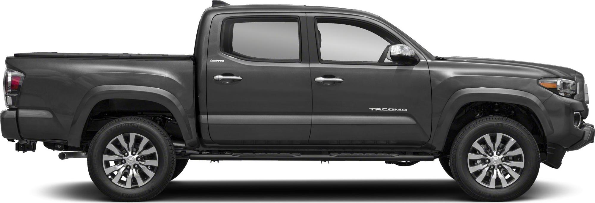 Side profile of a double cab pickup with alloy wheels