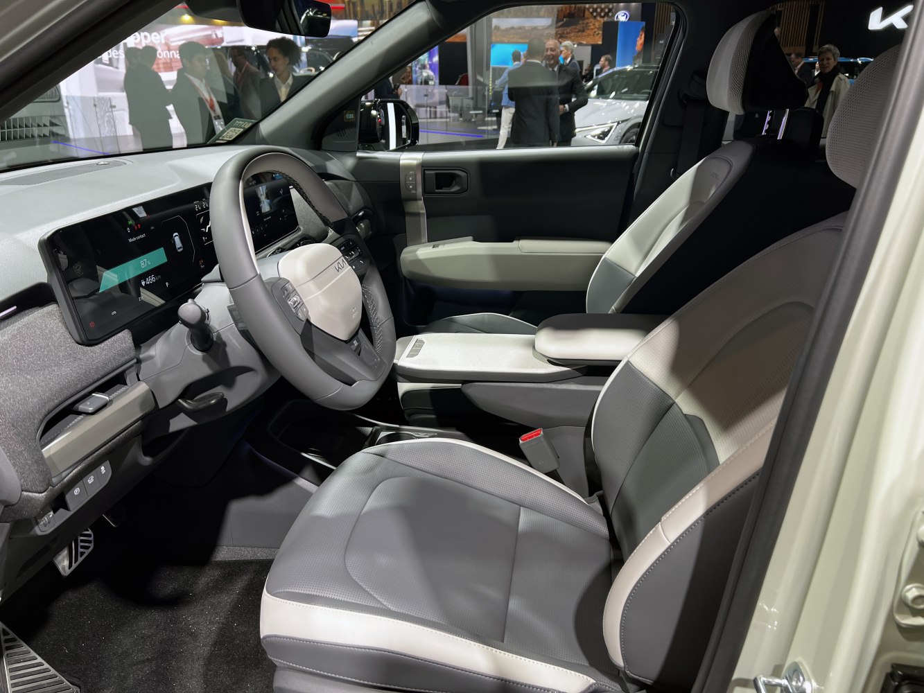 Digital dashboard and modern front seats interior view