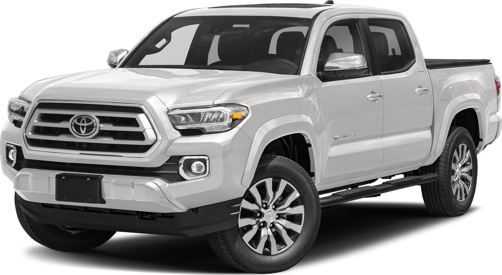 Front and side view of mid-size pickup with alloy wheels and step rails