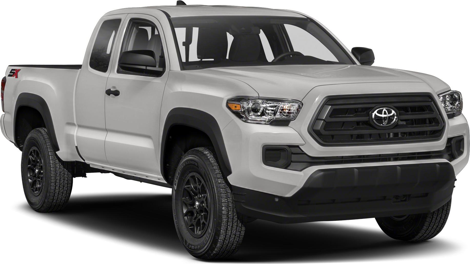 Front-side view of midsize pickup with extended cab and black grille