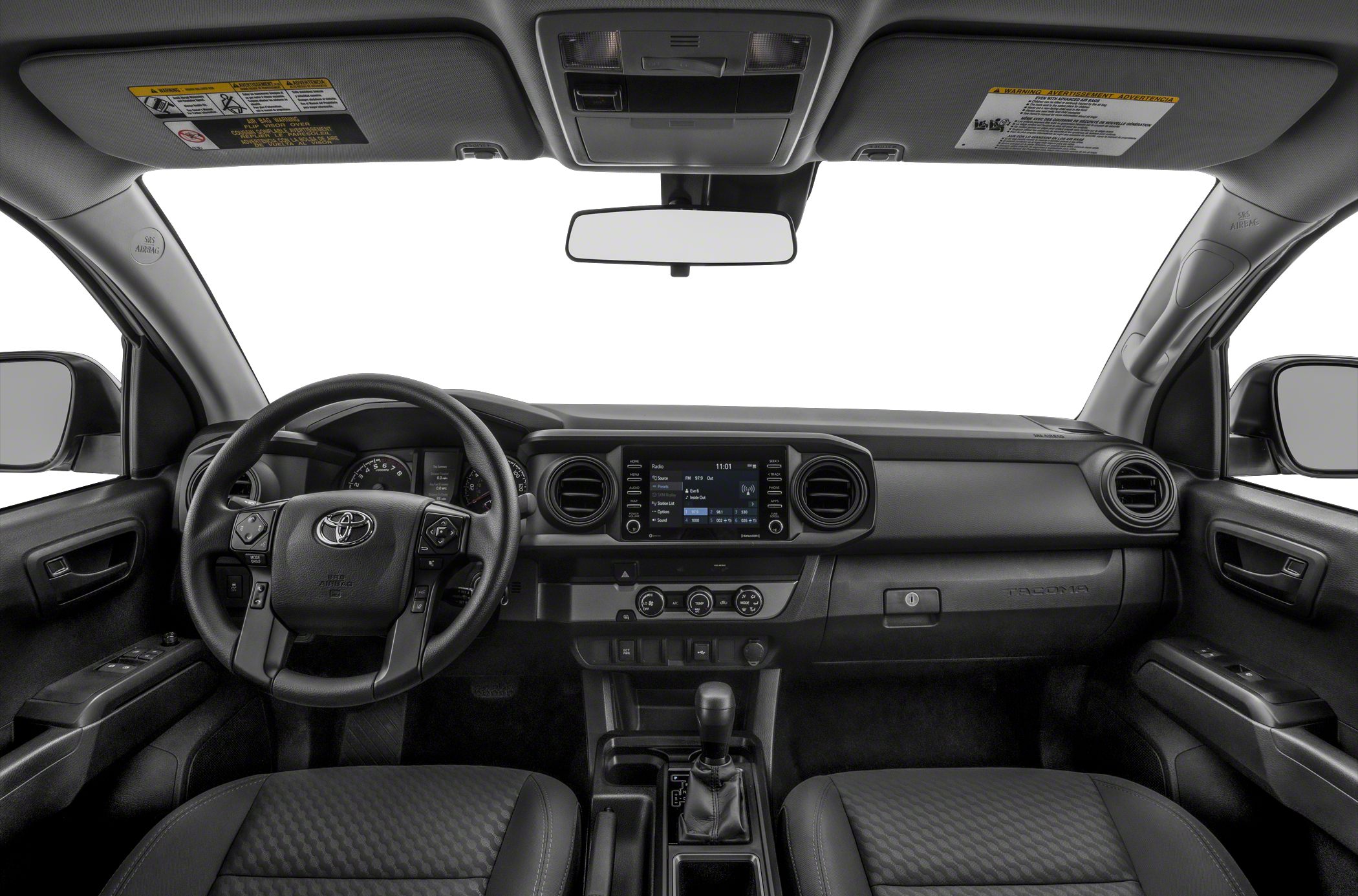 Dashboard, steering wheel with controls, center console interior