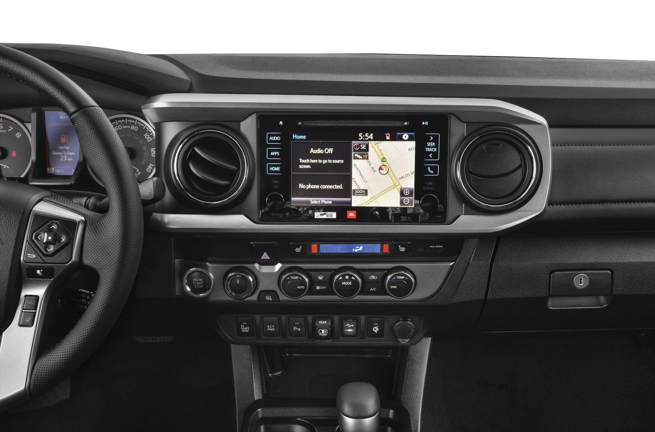 Dashboard touchscreen infotainment and climate control system