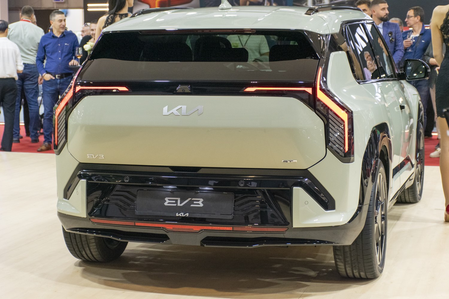 Rear view of electric SUV with futuristic LED tail lights