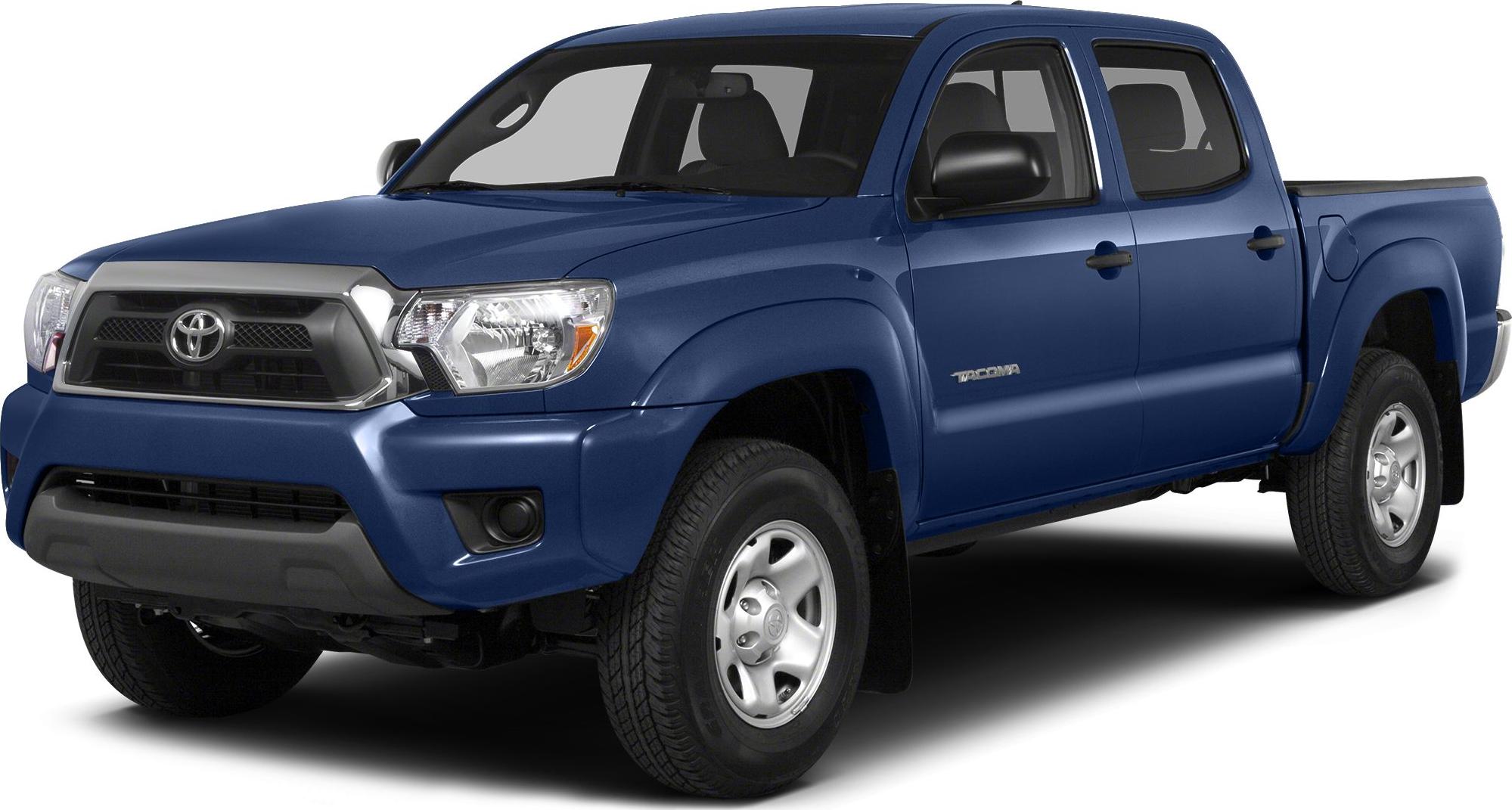 Blue double cab pickup truck front side view