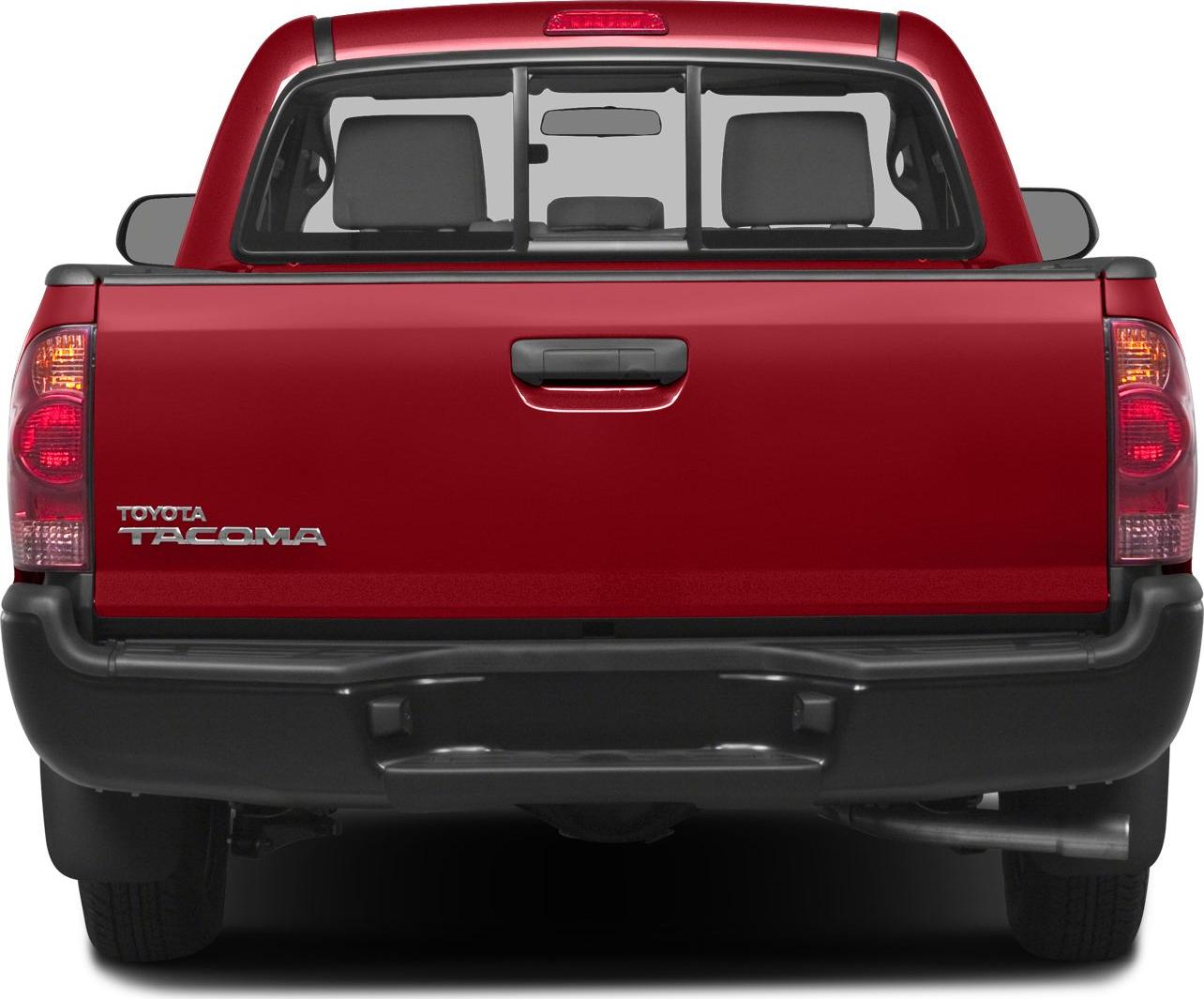 Red pickup tailgate with rear window and taillights