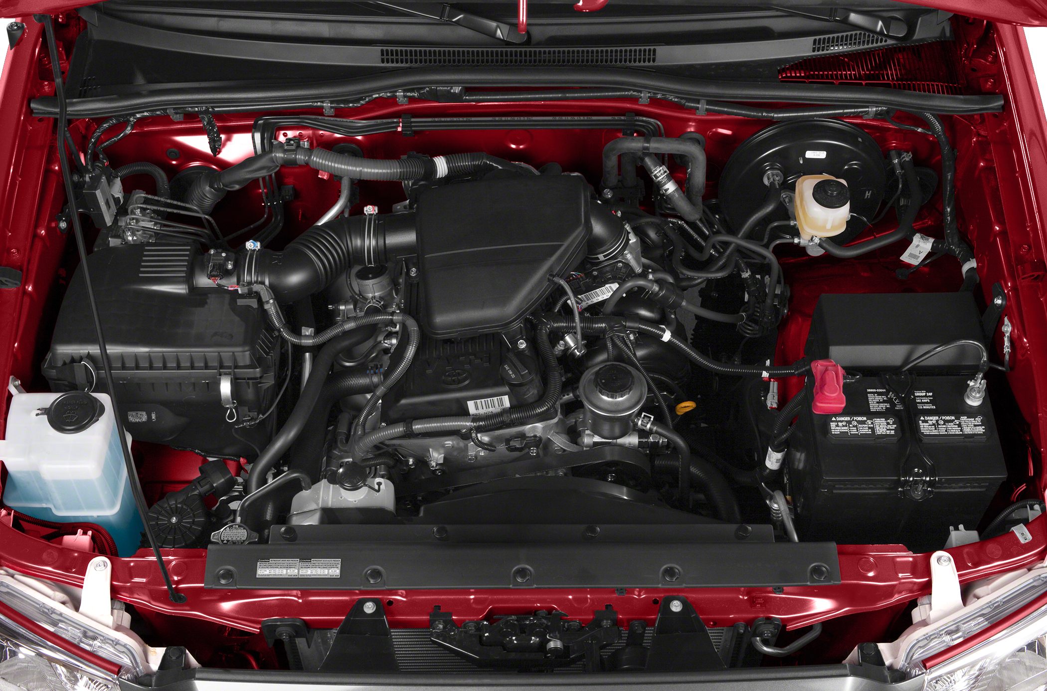 Clean engine bay with visible components and wiring
