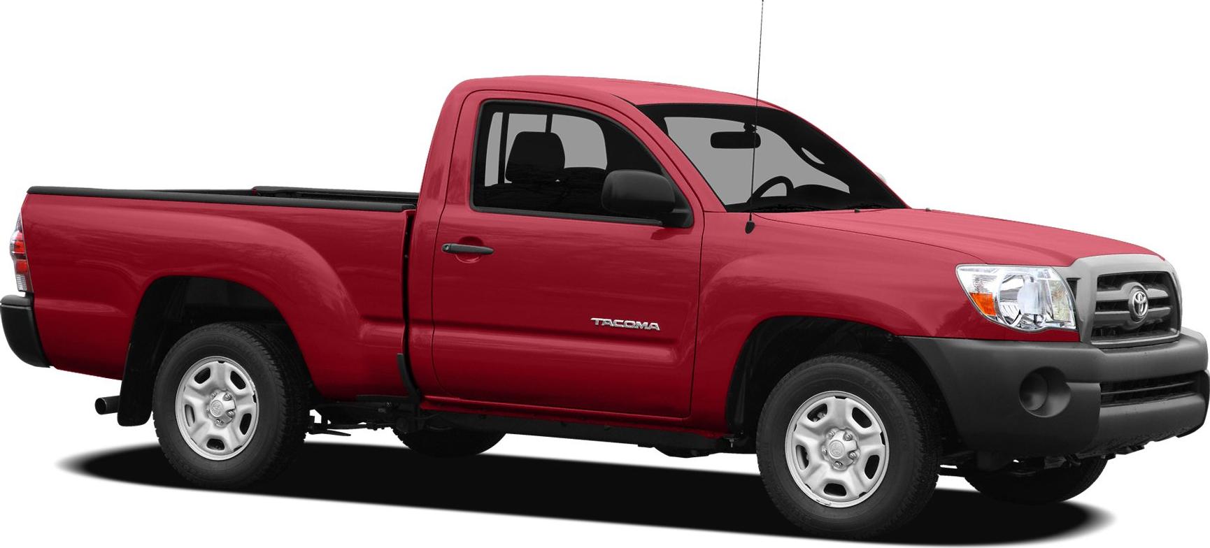 Red single cab pickup truck side profile