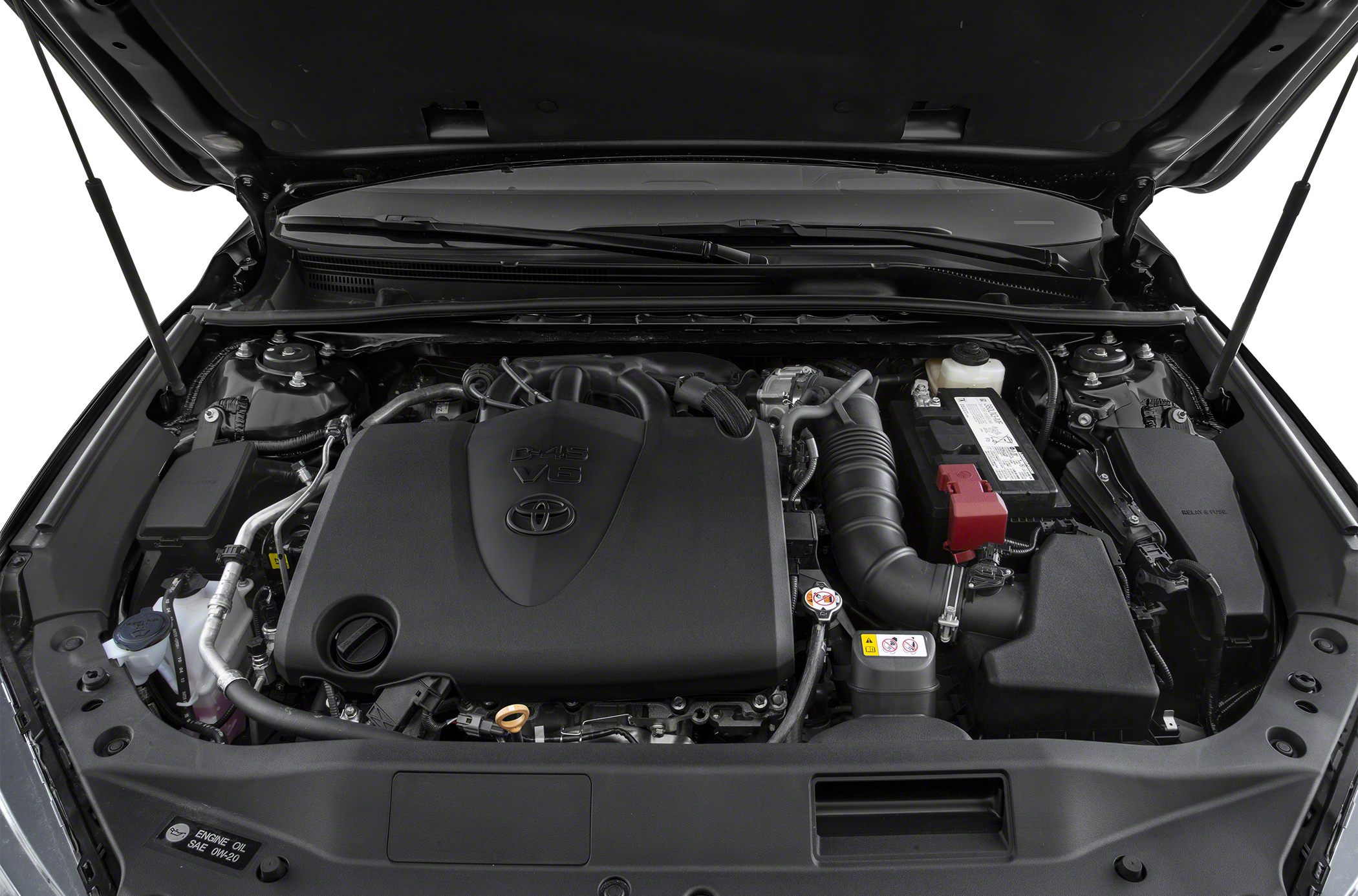 V6 engine bay with modern layout and visible components.
