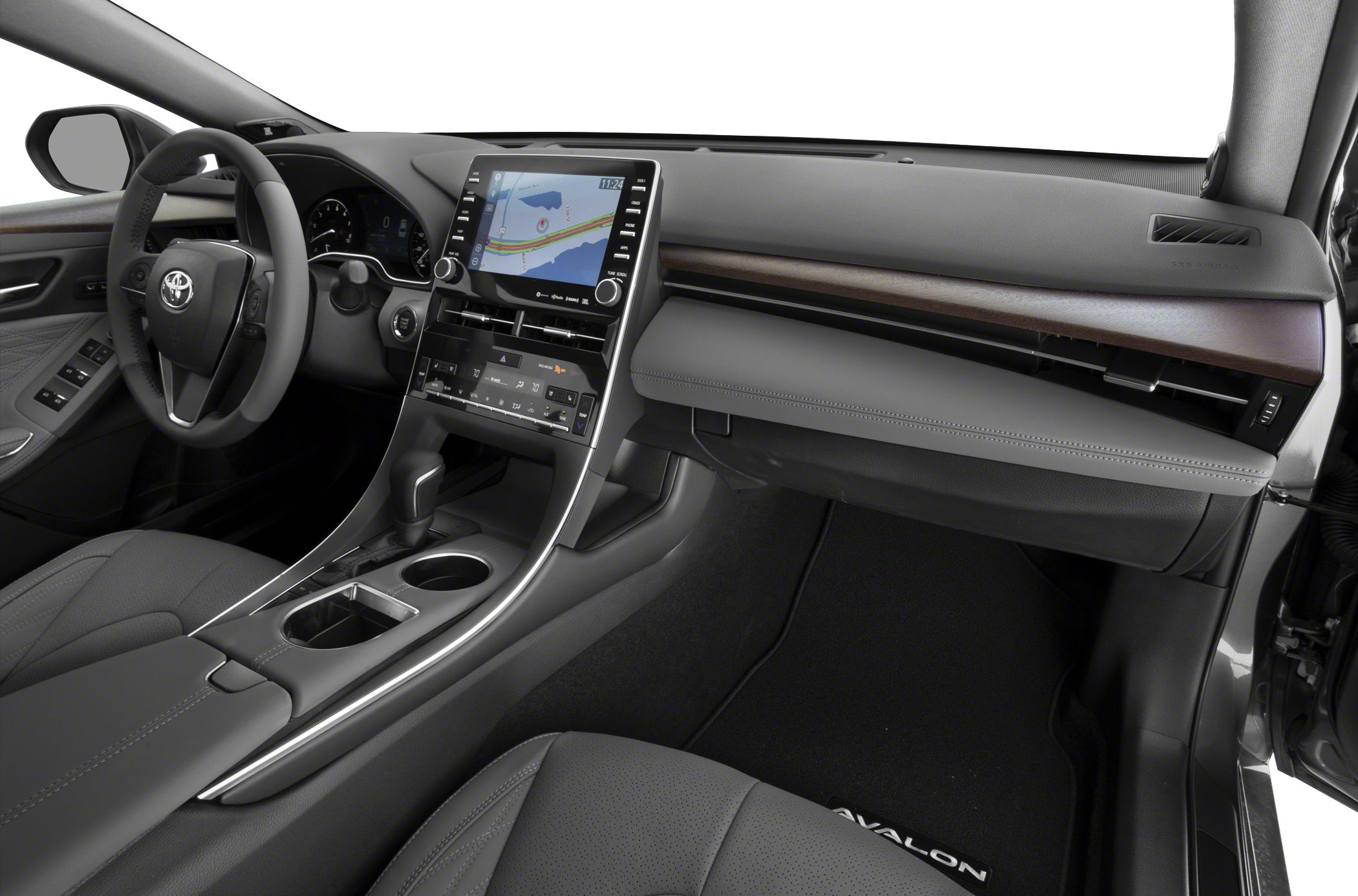 Modern dashboard and center console with touchscreen infotainment and ergonomic design