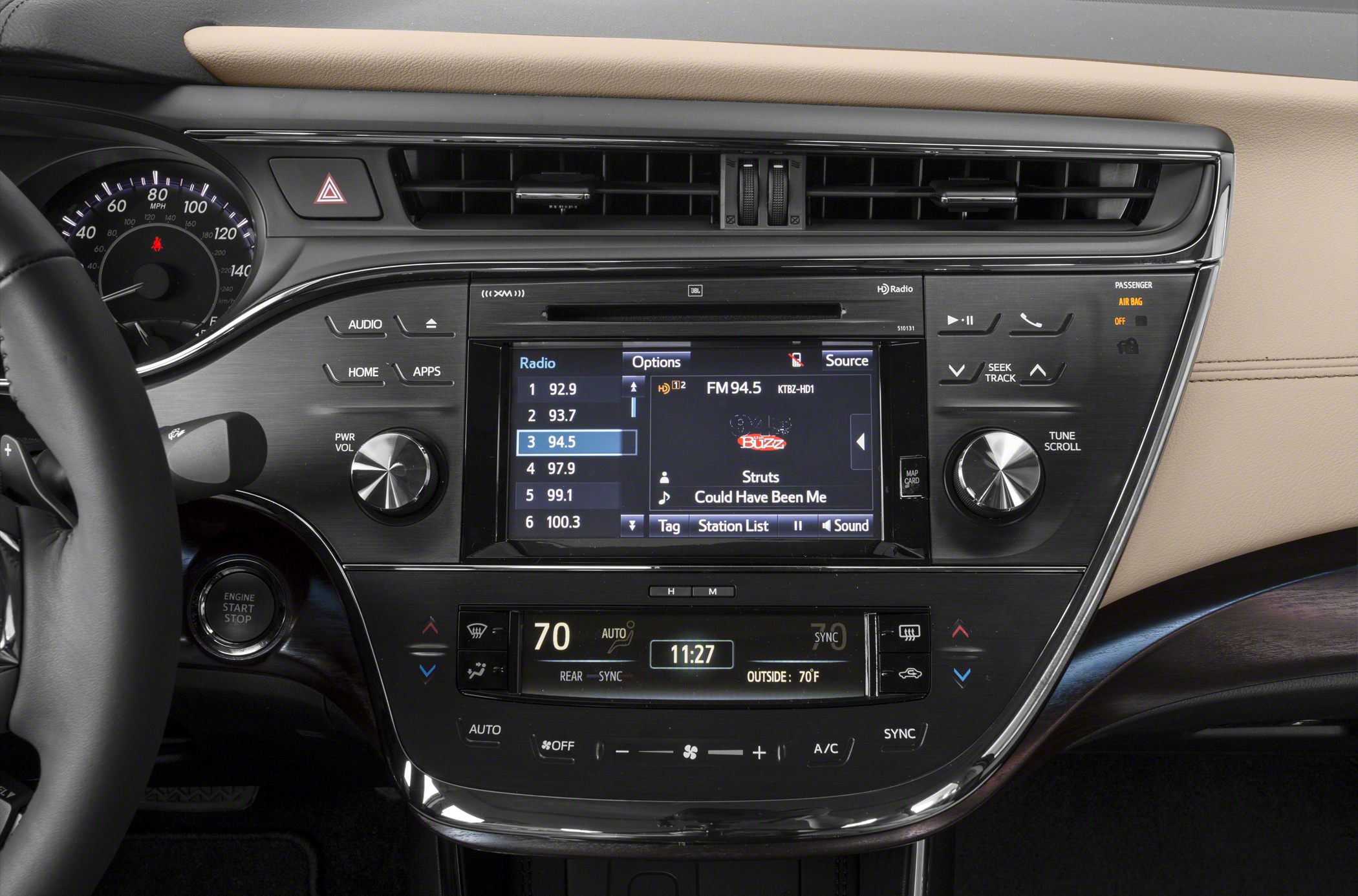 Dashboard with touchscreen infotainment and climate control system