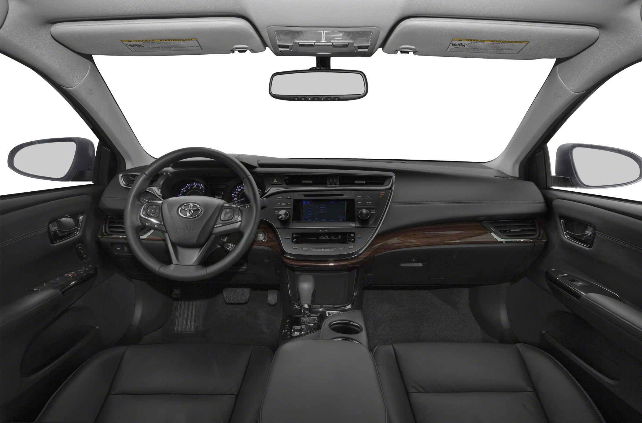 Modern dashboard and steering wheel with wood trim accents