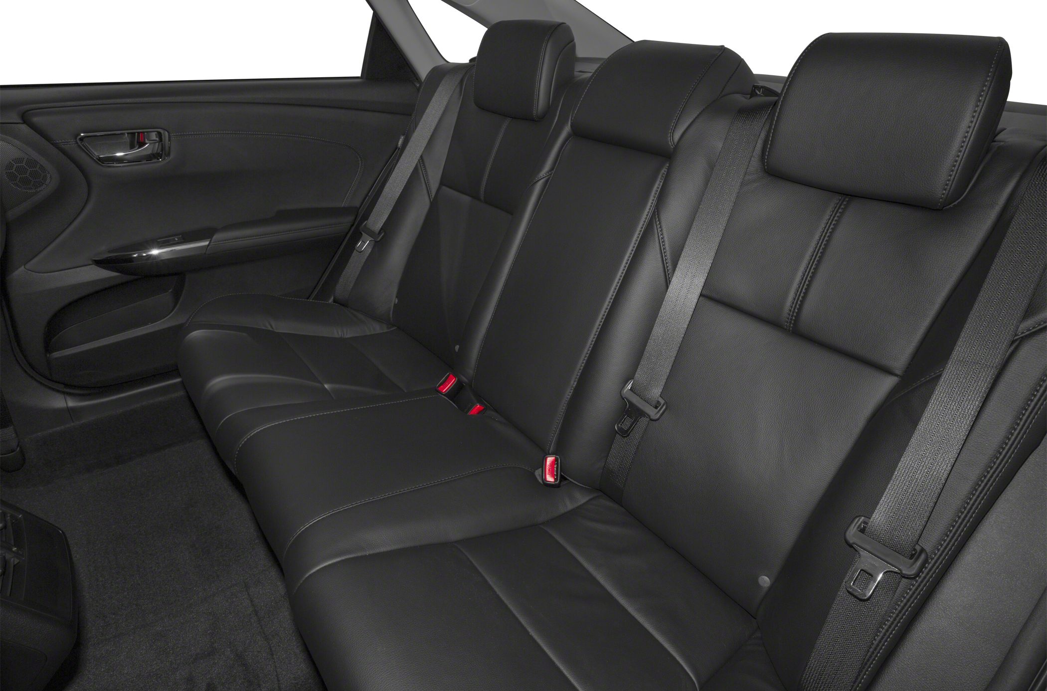 Black leather rear seat with headrests and seat belts
