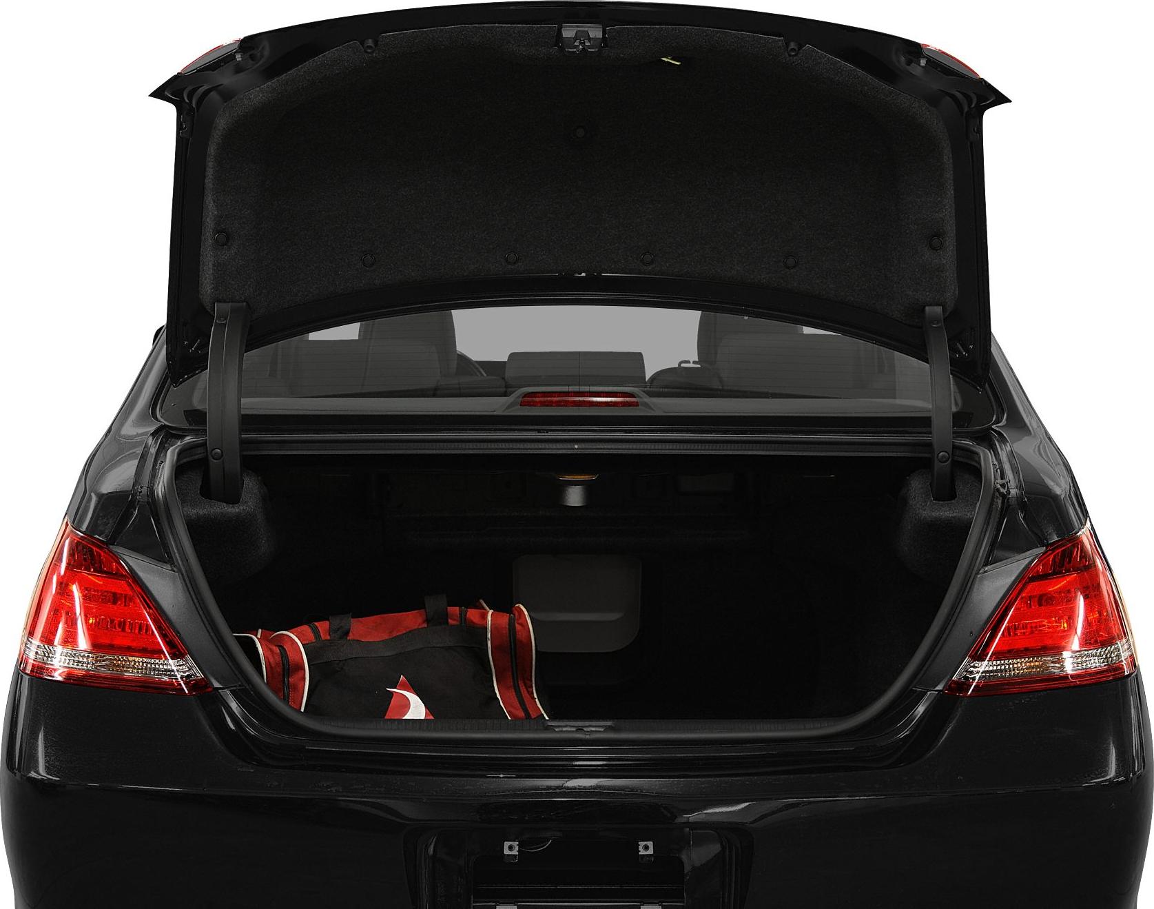 Open trunk with spacious cargo area and visible rear taillights