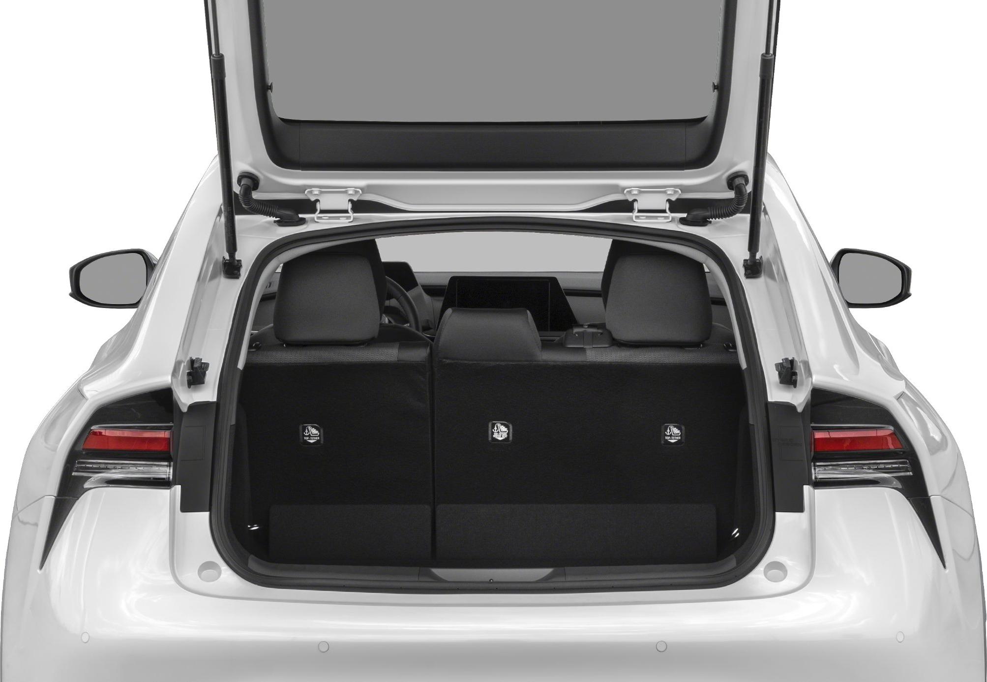 Rear open hatch with visible cargo space and rear seats