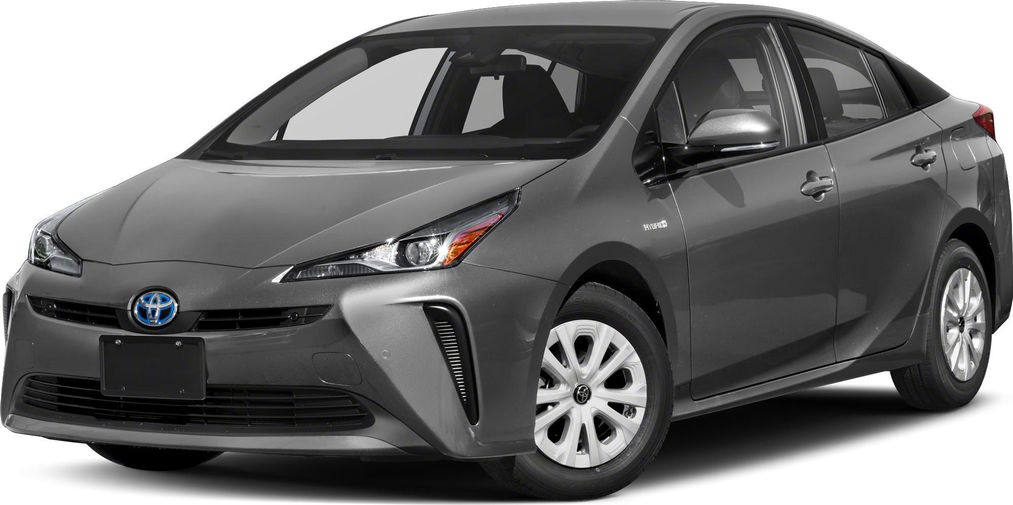 Front view of hybrid hatchback with sleek headlights and aerodynamic design