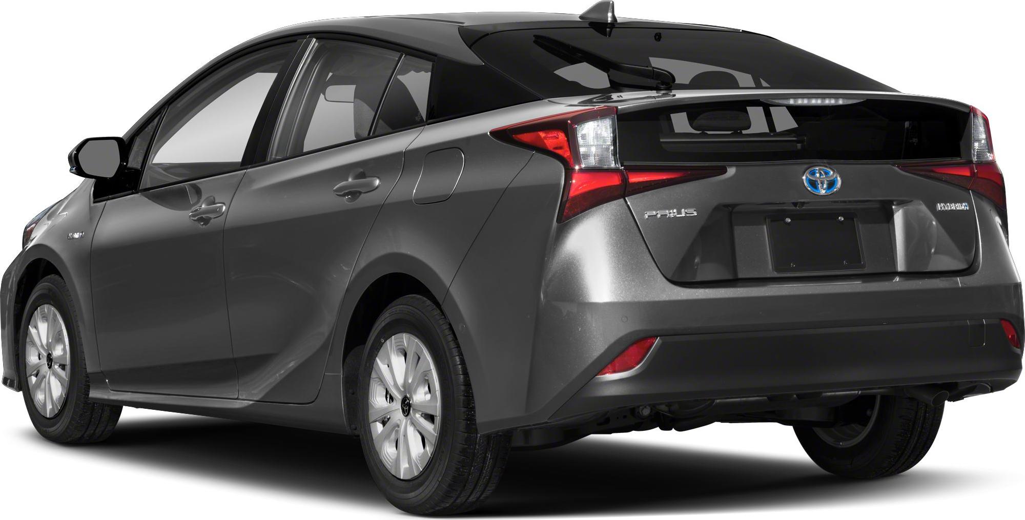 Rear side view of a hybrid hatchback with modern tail lights and spoiler