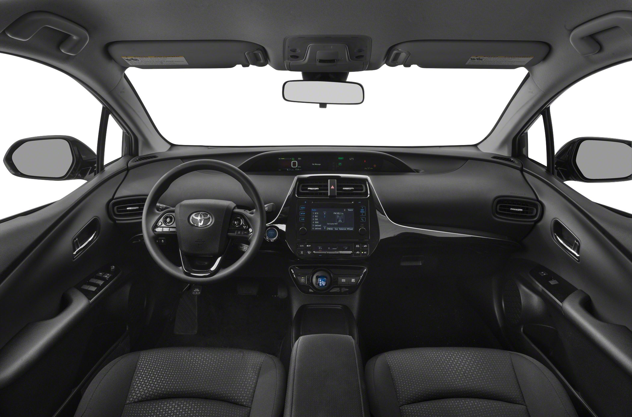 Interior dashboard with multifunction steering wheel and digital display