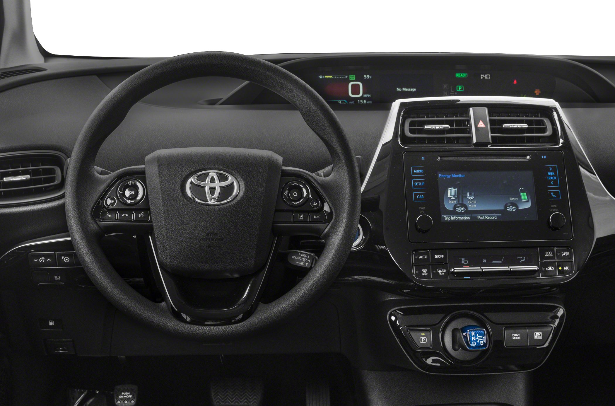Steering wheel and digital touchscreen dashboard layout