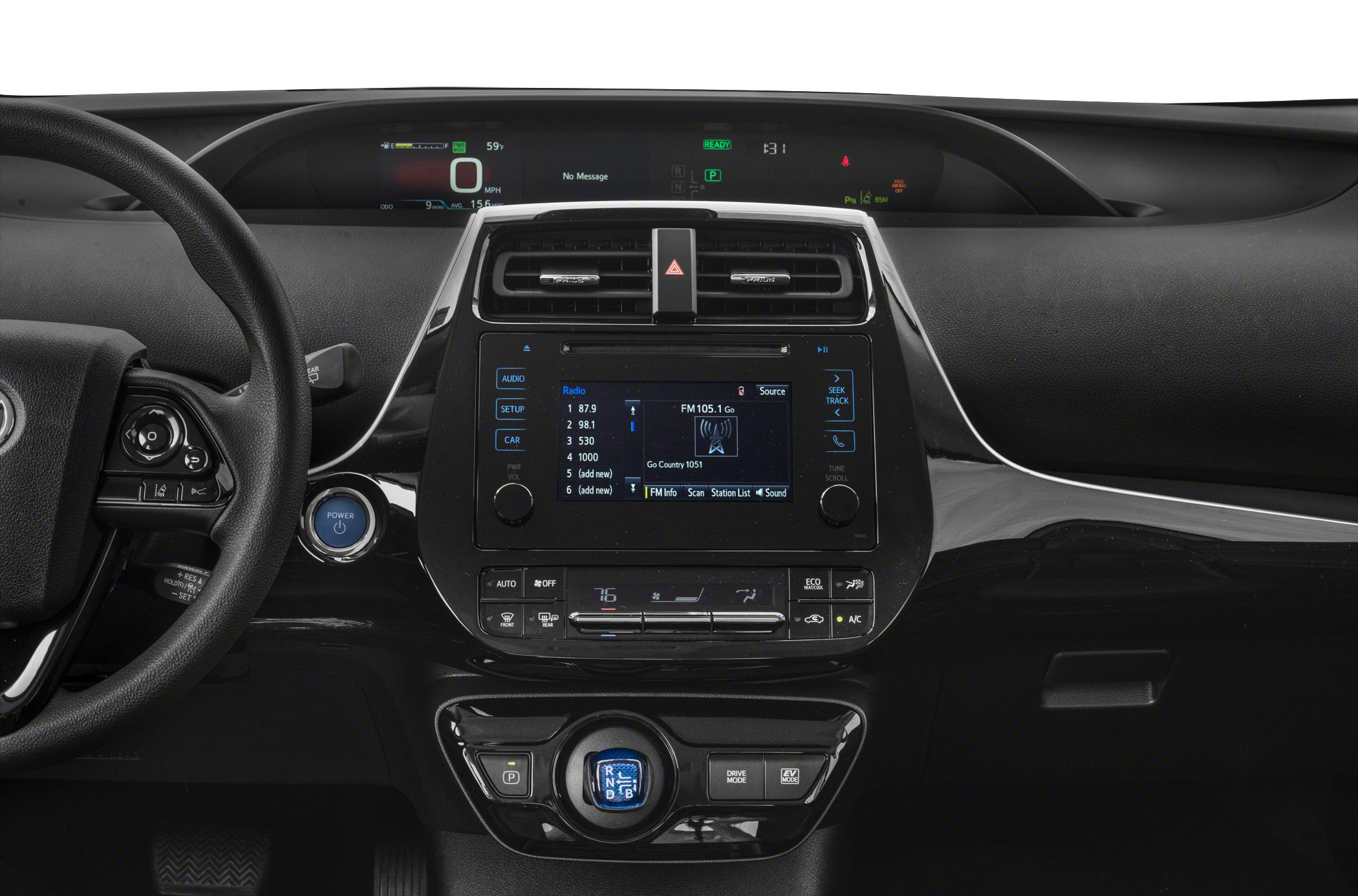 Digital instrument panel, touchscreen infotainment, climate control buttons