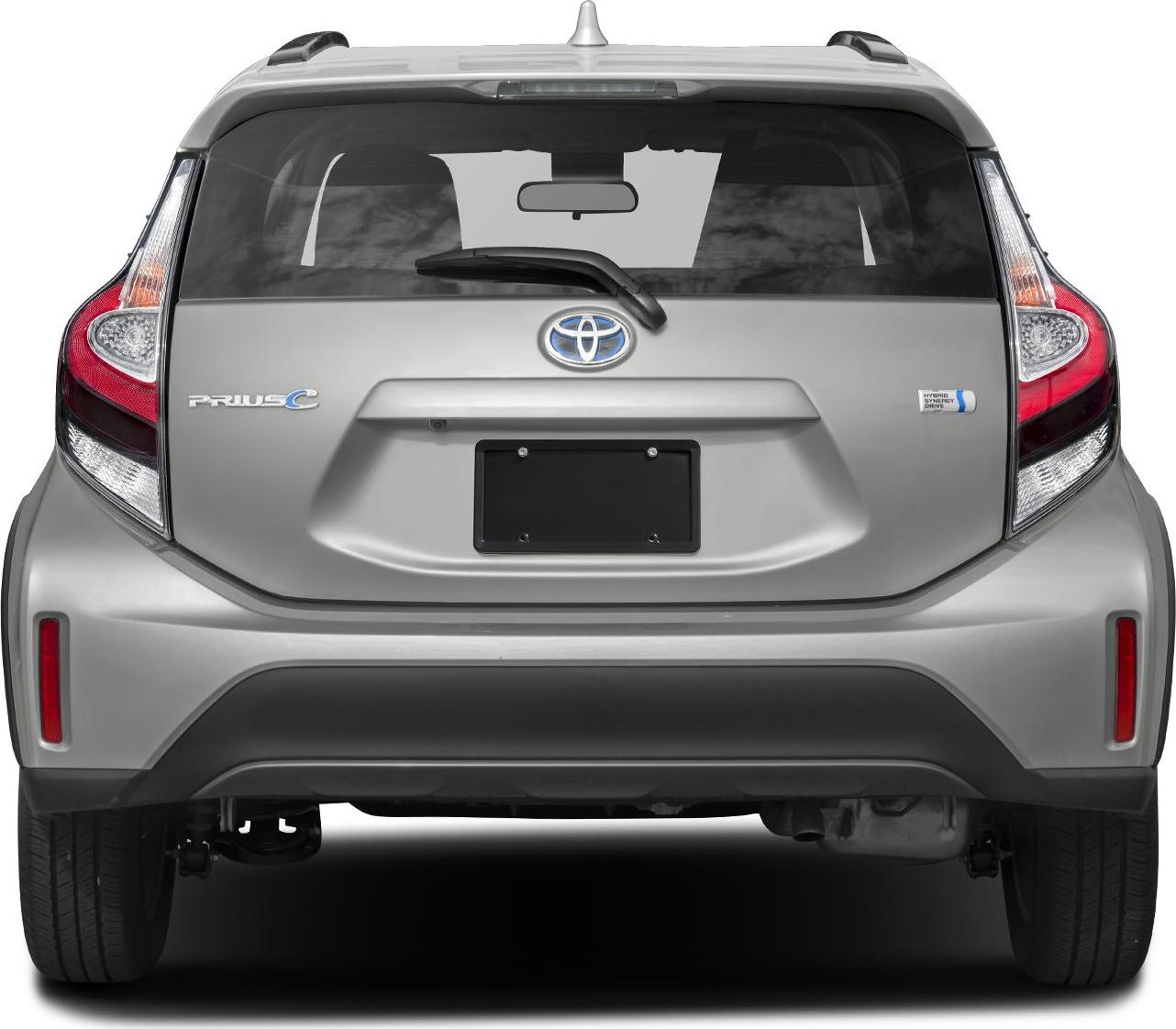 Rear view of hybrid hatchback with unique taillight and rear wiper