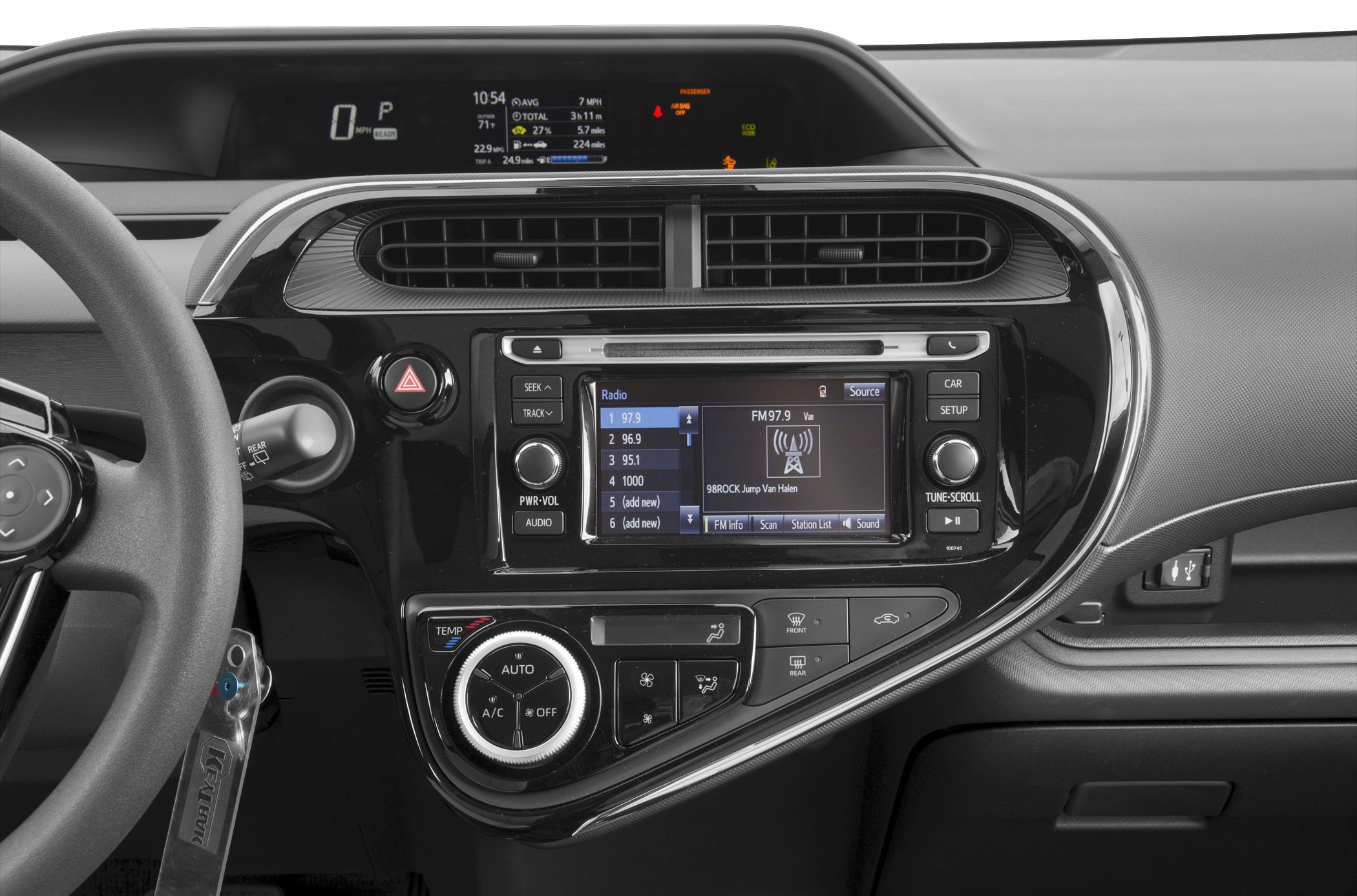 Central console with infotainment and digital dashboard display