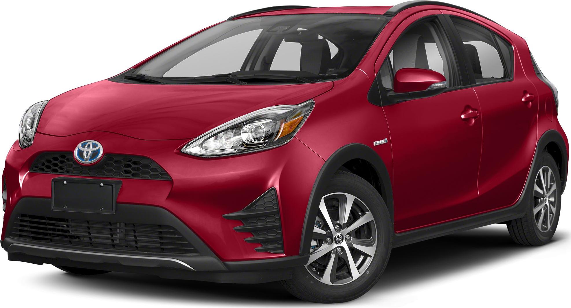 Subcompact hatchback front and side profile with hybrid badge and modern headlights