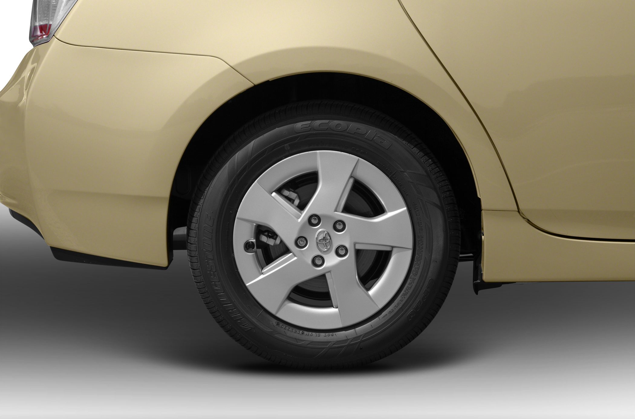 Alloy wheel with Bridgestone Ecopia tire on rear side of a vehicle