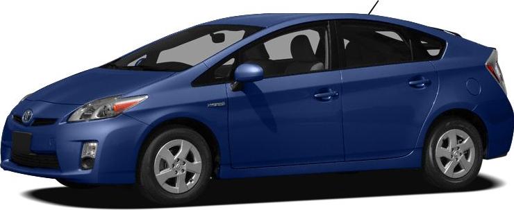 Blue hybrid hatchback with aerodynamic design and alloy wheels