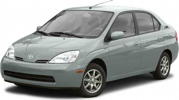 Front side view of a first generation hybrid sedan with aerodynamic body lines and alloy wheels.