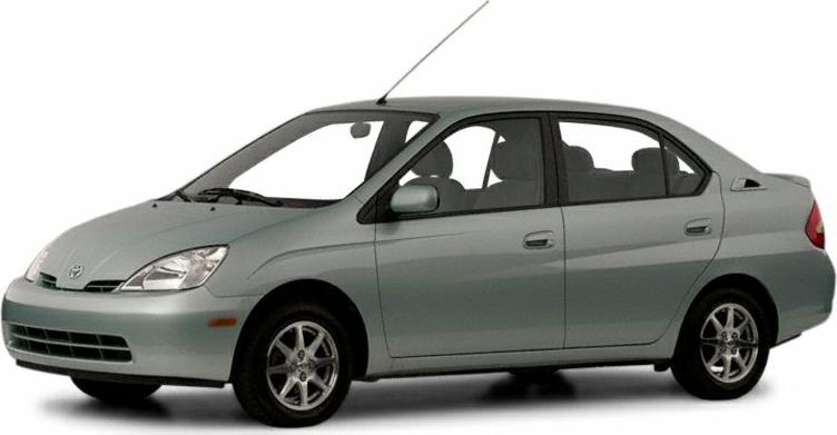 Side profile of a compact, first-generation hybrid sedan