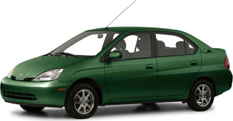 Green compact hybrid sedan with aerodynamic design and classic first-generation styling