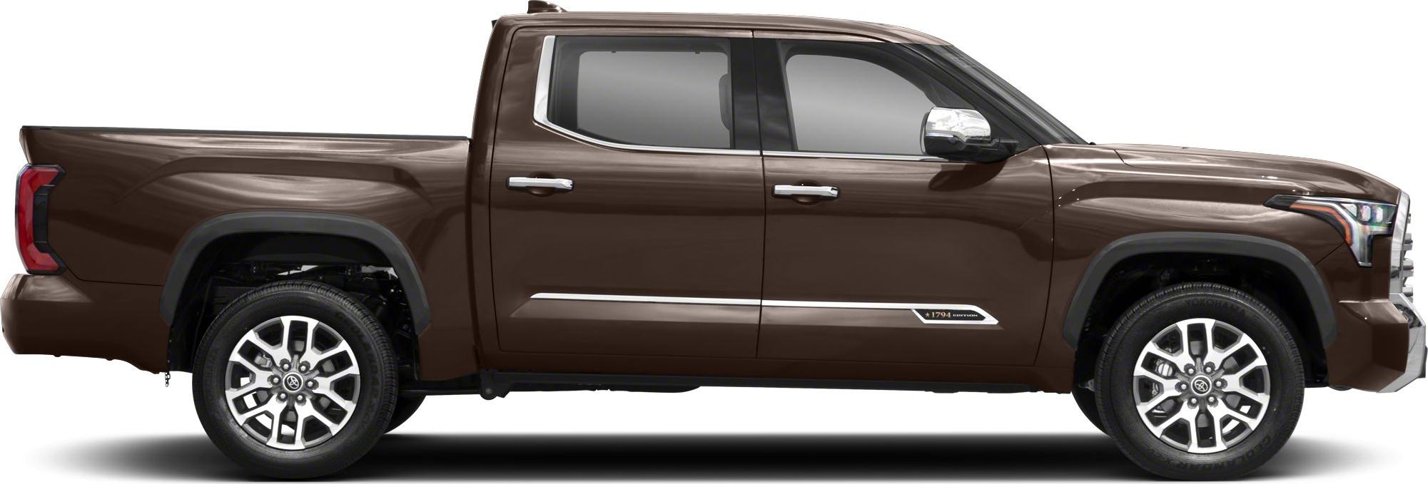 Side profile of crew cab pickup with short bed and alloy wheels