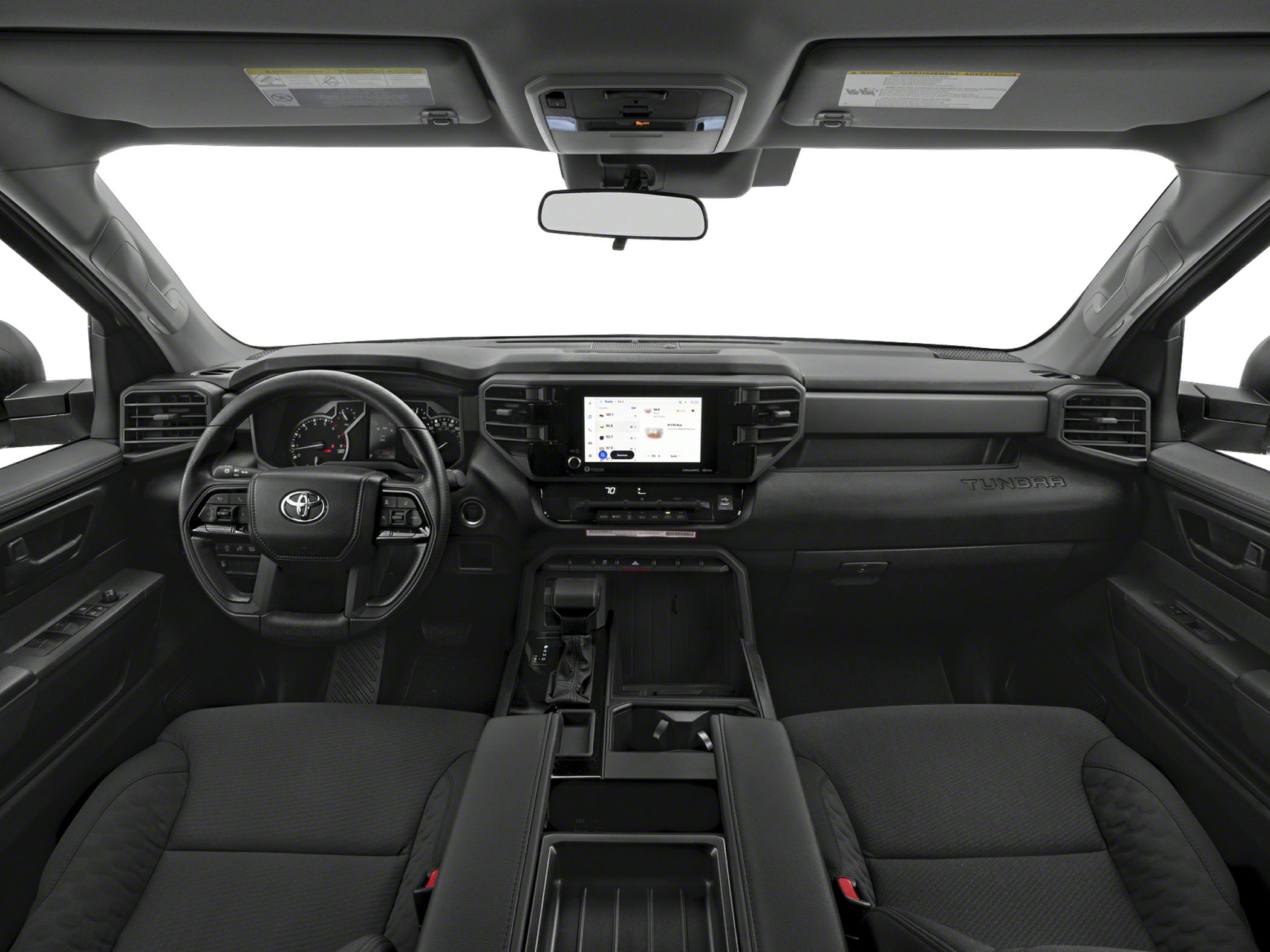 Modern dashboard and steering wheel with infotainment screen