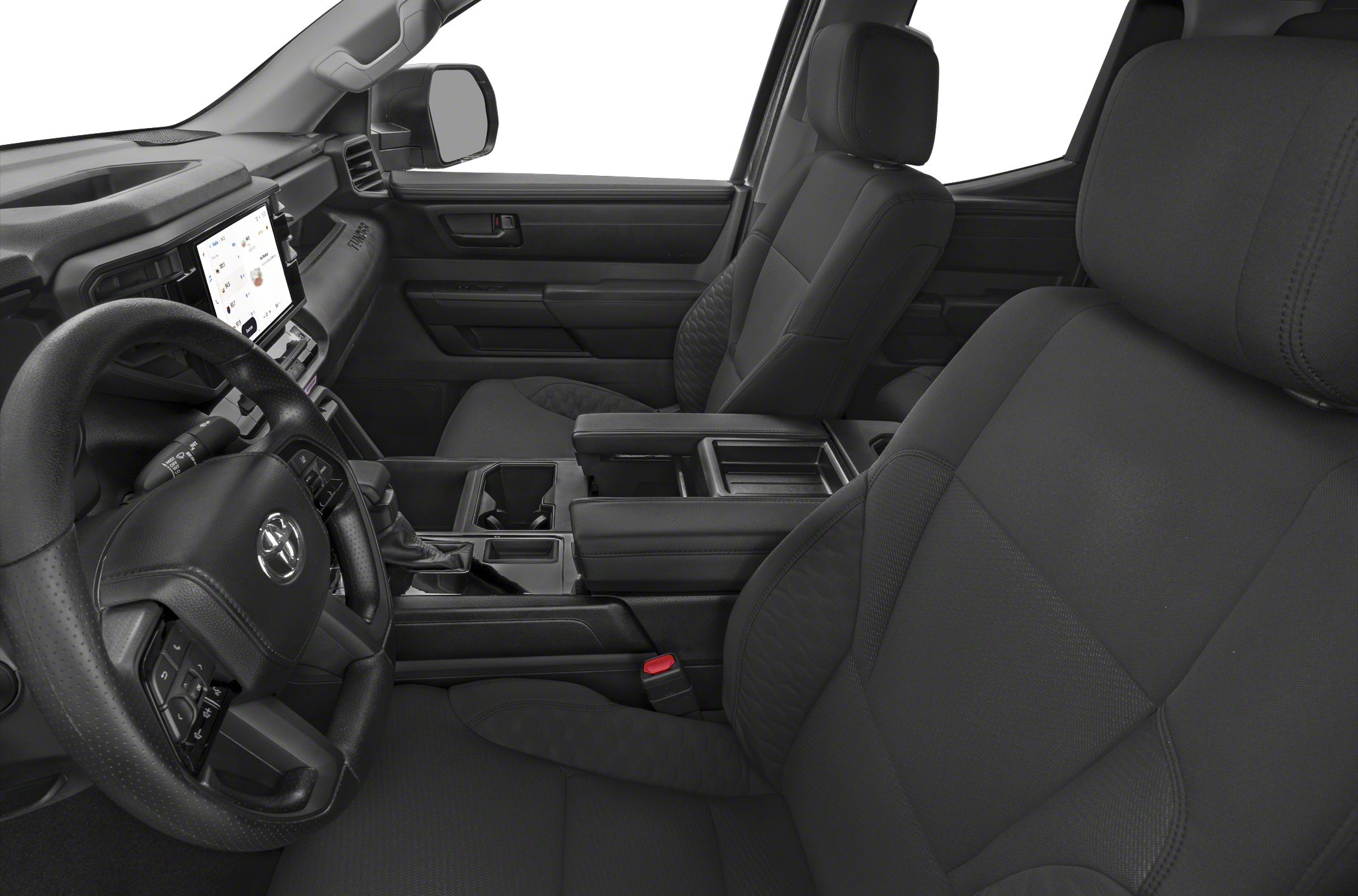 Ergonomic double cab interior with touchscreen and spacious seating