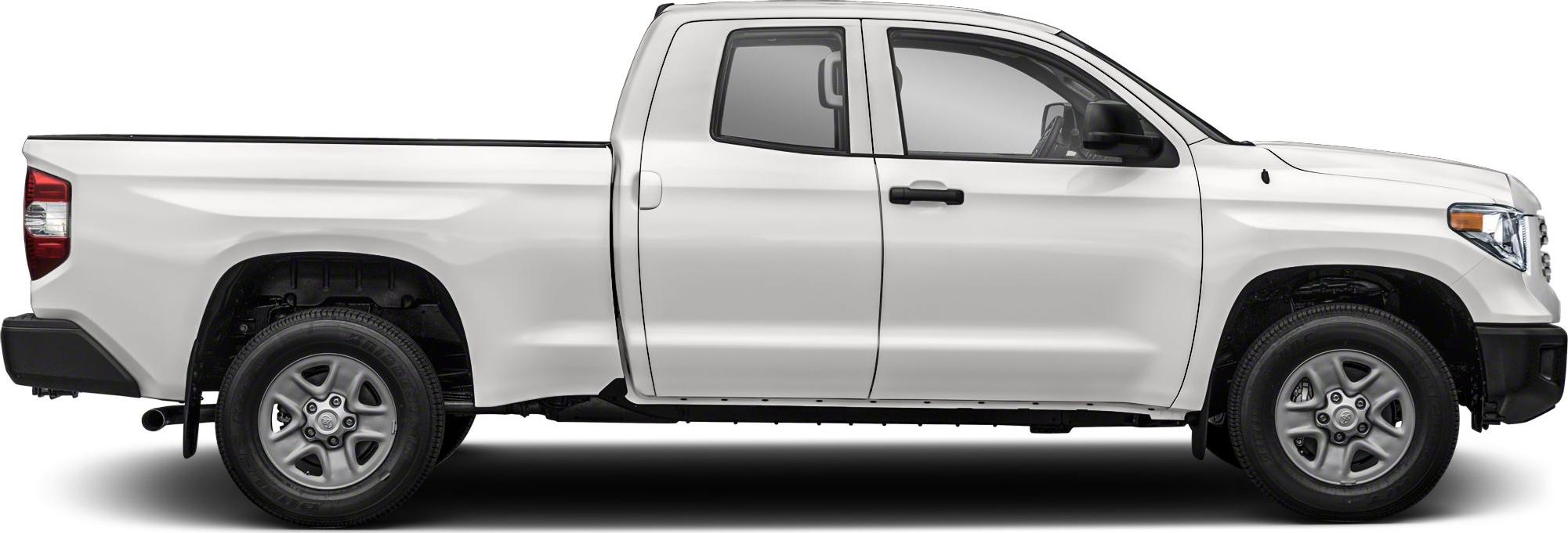 White double cab pickup with standard bed side profile.