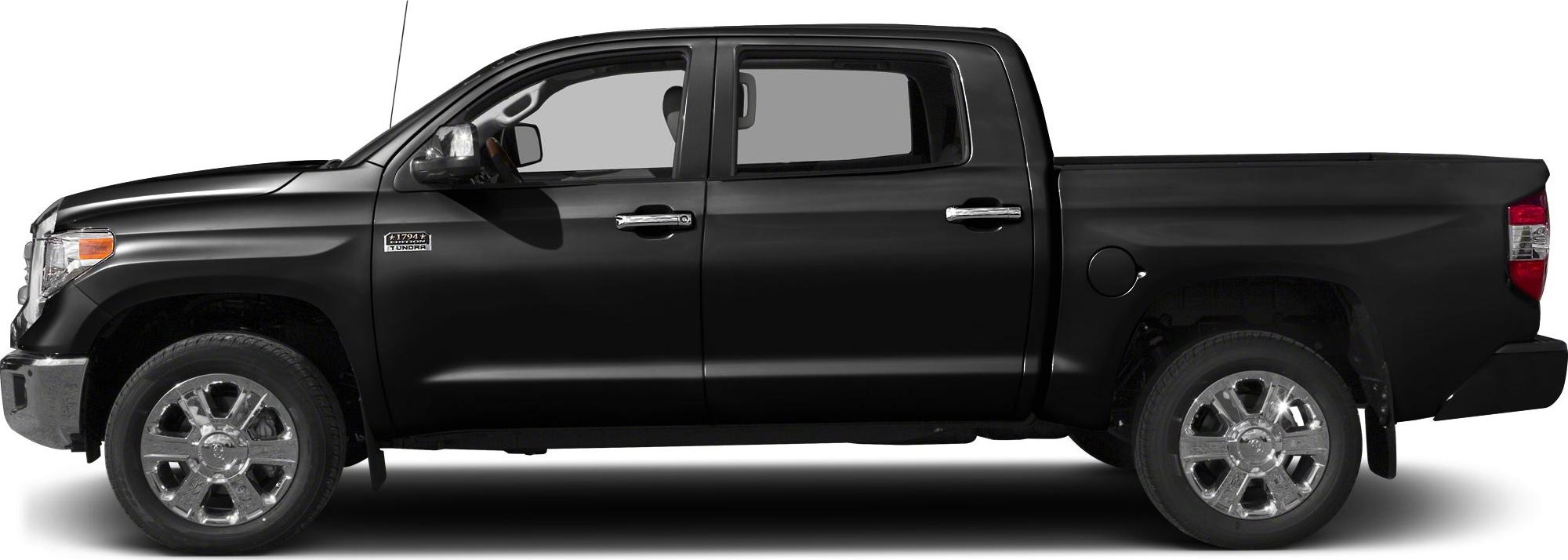 Black full-size CrewMax pickup with chrome wheels and extended bed