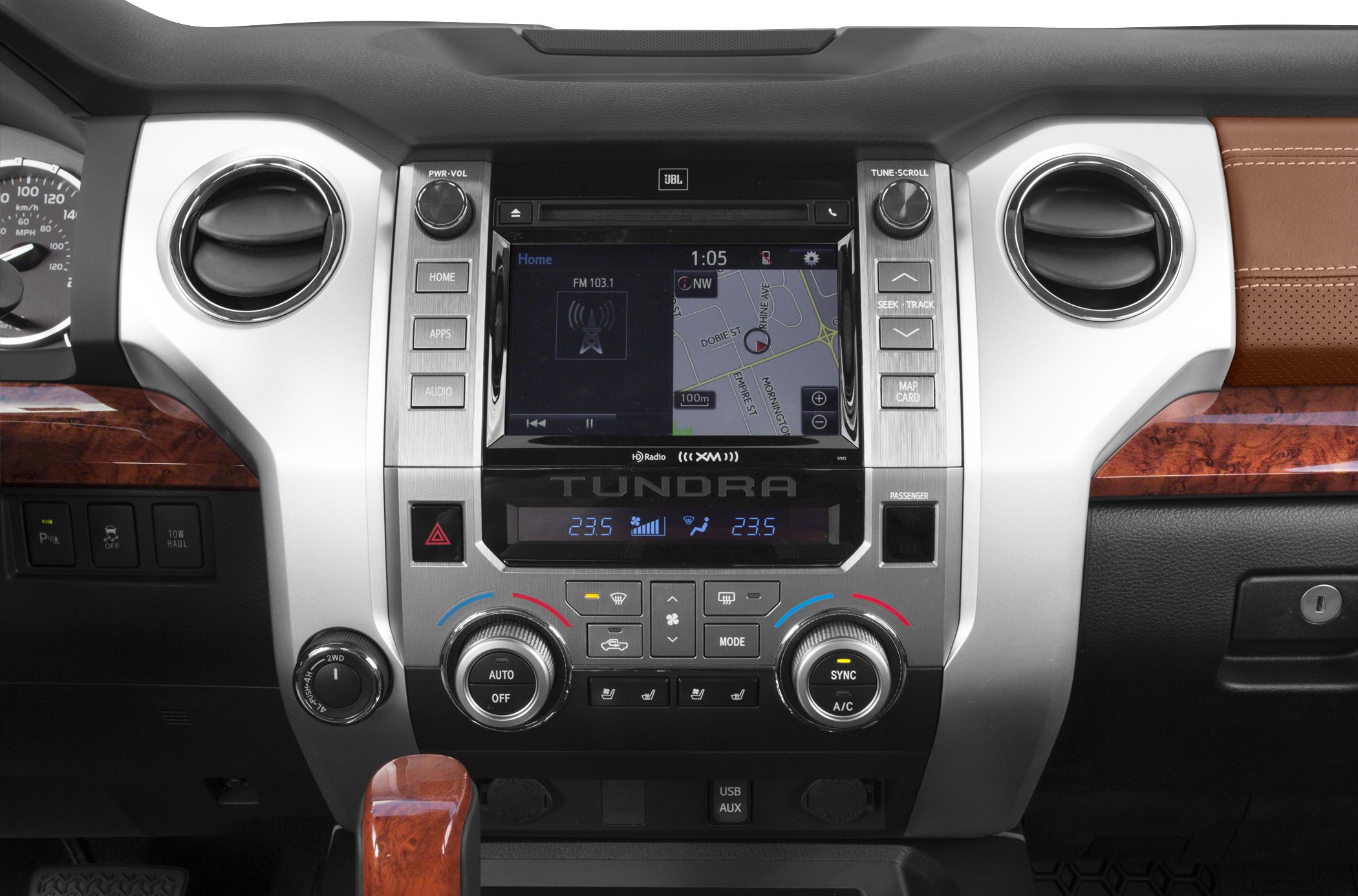 Dashboard with infotainment screen and dual climate controls