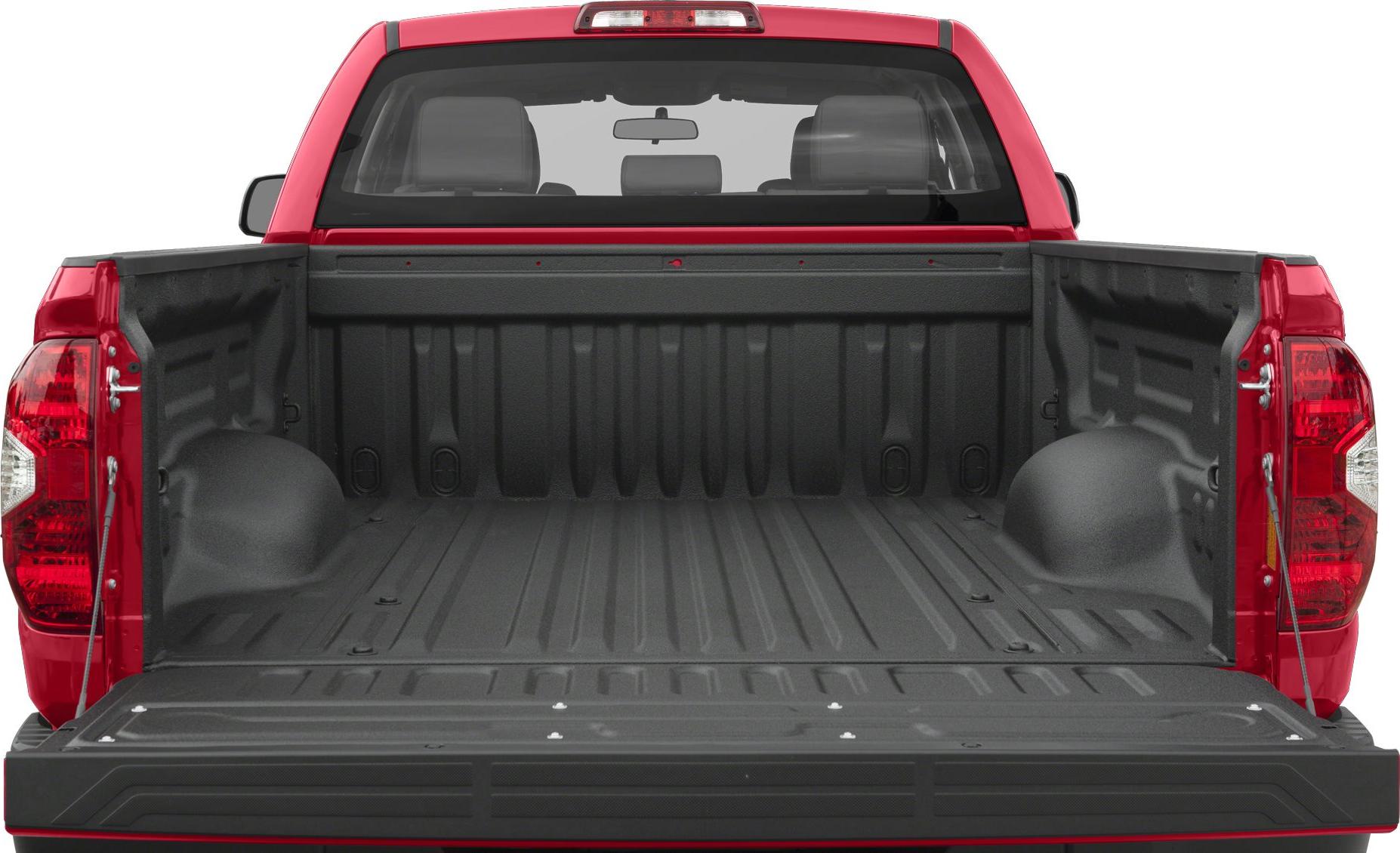 Rear view of spacious pickup long bed with tailgate down