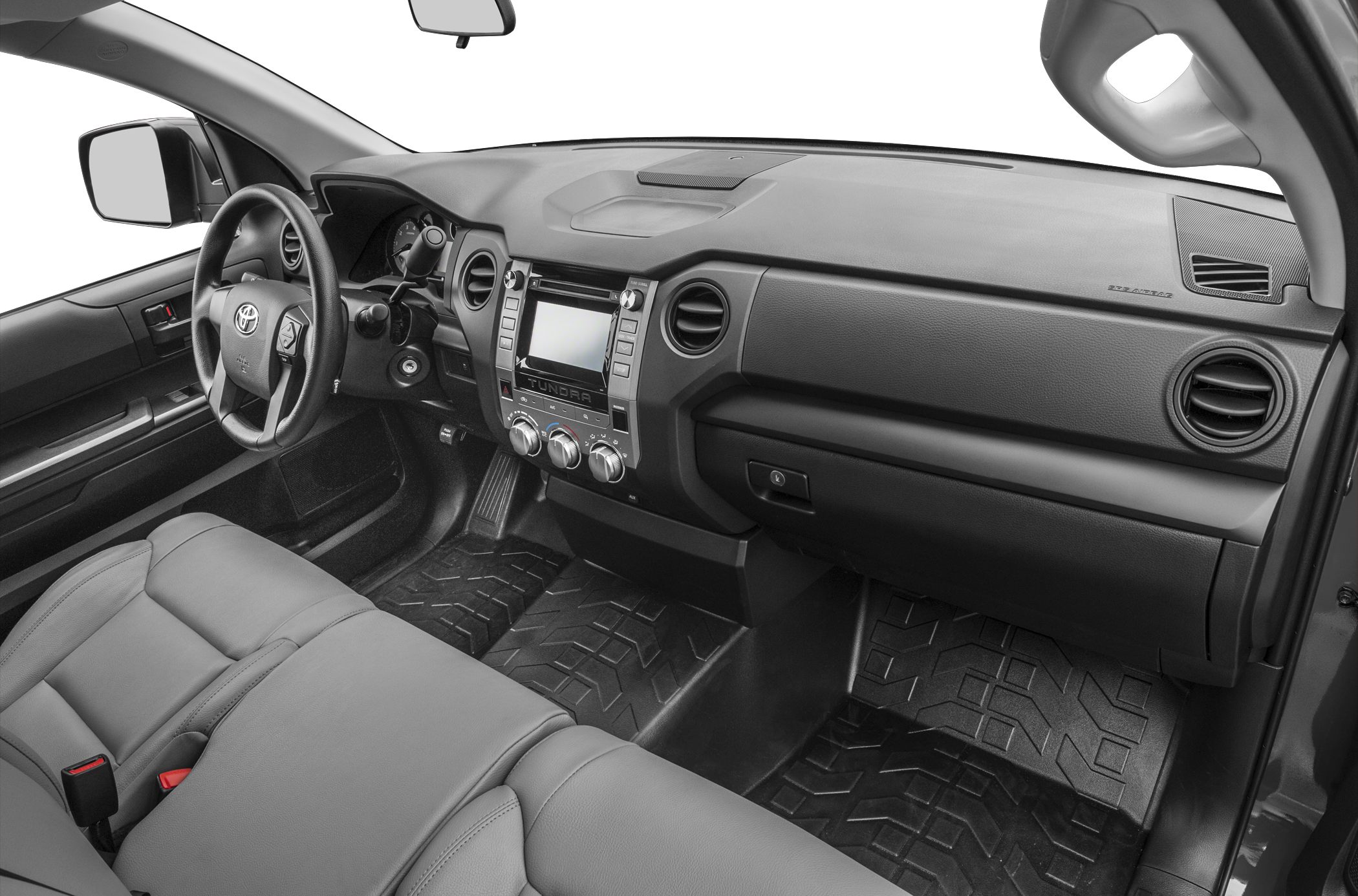 Interior view with dashboard and steering wheel